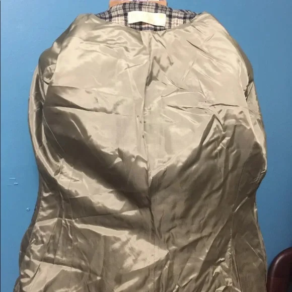 Vintage Pendleton Coat Blazer grey Tan Bk 100% Virgin Wool Plaid Women 12 USA - Picture 9 of 11